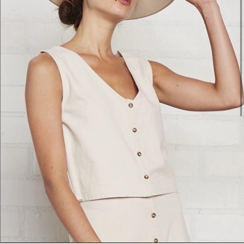 Rachel Pally Beige Linen Allison Tank Small